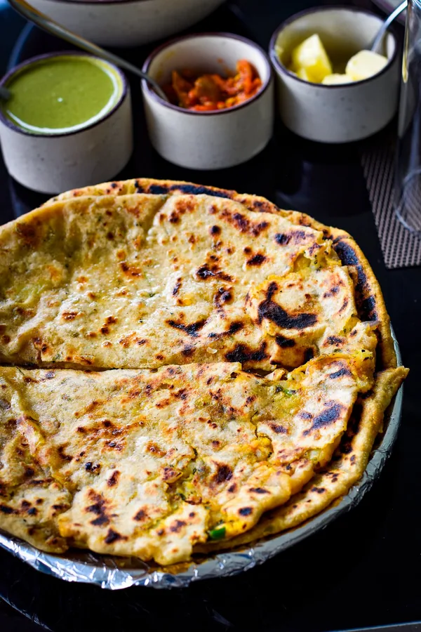 Fresh paratha with sides at Mukshwaa resort